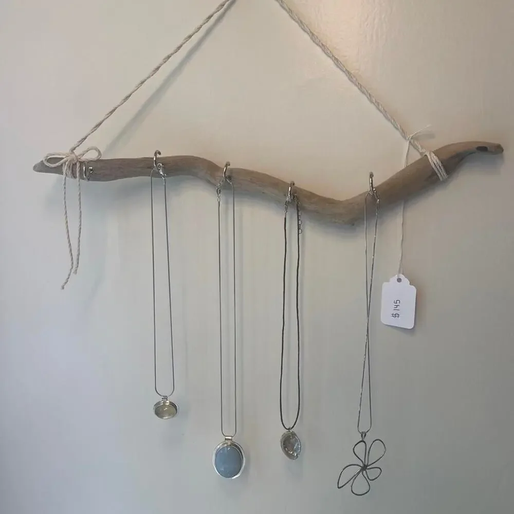 Driftwood Necklace Holder 5 Hooks Jewelry Organizer Laguna Beach ☀️